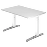 Bureau réglable en hauteur XTRA XB 12 WC en blanc avec plateau rectangulaire de hjh OFFICE PRO