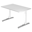 Bureau réglable en hauteur XTRA XB 12 WC en blanc avec plateau rectangulaire de hjh OFFICE PRO