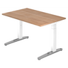 Bureau réglable en hauteur XTRA XB 12 WC aspect noyer avec structure blanche de hjh OFFICE PRO