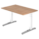 Bureau réglable en hauteur XTRA XB 12 WC aspect noyer avec structure blanche de hjh OFFICE PRO