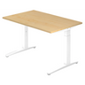 Bureau réglable en hauteur XTRA XB 12 WW effet érable avec piètement blanc de hjh OFFICE PRO