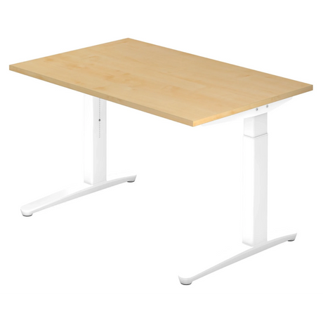 Bureau réglable en hauteur XTRA XB 12 WW effet érable avec piètement blanc de hjh OFFICE PRO