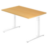 Bureau réglable en hauteur XTRA XB 12 WW avec plateau couleur hêtre et structure blanche de hjh OFFICE PRO