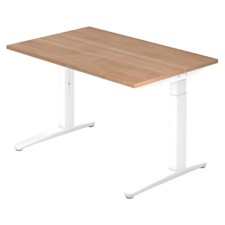 Bureau réglable en hauteur XTRA XB 12 WW aspect noyer avec structure blanche de hjh OFFICE PRO
