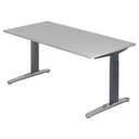 Bureau réglable en hauteur XTRA XB 16 GC en gris avec plateau rectangulaire de hjh OFFICE PRO