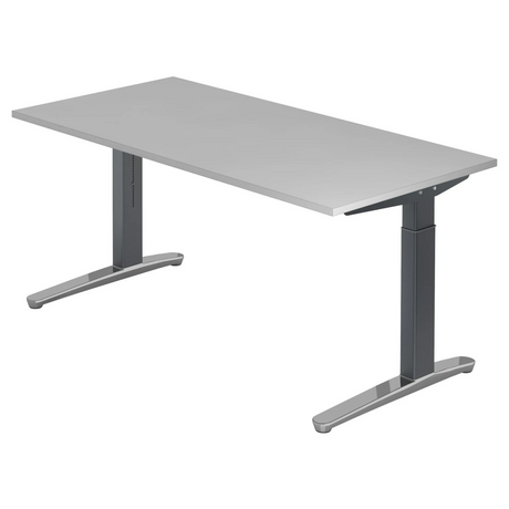 Bureau réglable en hauteur XTRA XB 16 GC en gris avec plateau rectangulaire de hjh OFFICE PRO