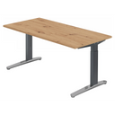 Bureau réglable en hauteur XTRA XB 16 GC en chêne rustique avec pieds en T gris de hjh OFFICE PRO