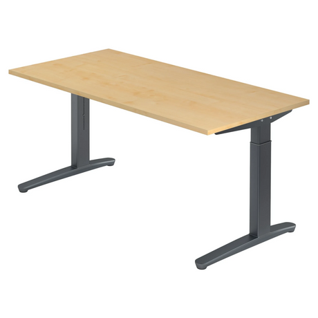 Bureau réglable en hauteur XTRA XB 16 GG avec plateau en bois d'érable clair et structure gris foncé de hjh OFFICE PRO