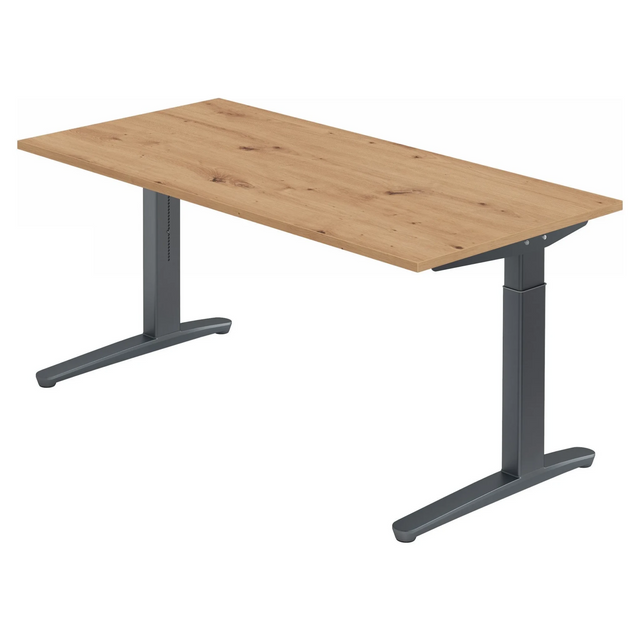 Bureau réglable en hauteur XTRA XB 16 GG en chêne rustique avec pieds gris de hjh OFFICE PRO