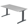 Bureau réglable en hauteur XTRA XB 16 GG avec plateau gris et pieds foncés de hjh OFFICE PRO