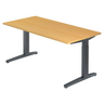Bureau réglable en hauteur XTRA XB 16 GG avec plateau en hêtre marron clair et structure gris foncé de hjh OFFICE PRO