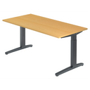 Bureau réglable en hauteur XTRA XB 16 GG avec plateau en hêtre marron clair et structure gris foncé de hjh OFFICE PRO