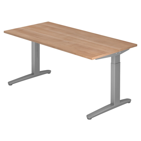 Bureau réglable en hauteur XTRA XB 16 SS aspect noyer avec piètement gris de hjh OFFICE PRO