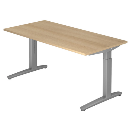 Bureau réglable en hauteur XTRA XB 16 SS aspect chêne avec pieds en T gris de hjh OFFICE PRO