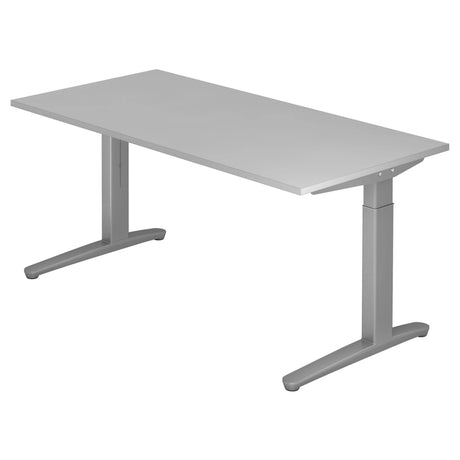 Bureau réglable en hauteur XTRA XB 16 SS en gris avec un plateau rectangulaire de hjh OFFICE PRO