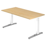 Bureau réglable en hauteur XTRA XB 16 WC en érable avec piètement blanc de hjh OFFICE PRO