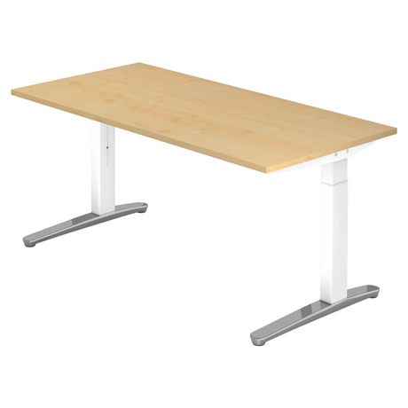 Bureau réglable en hauteur XTRA XB 16 WC en érable avec piètement blanc de hjh OFFICE PRO