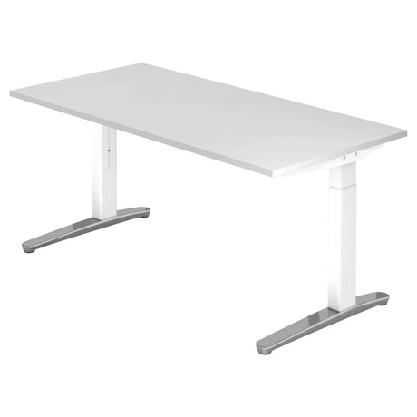 Bureau réglable en hauteur XTRA XB 16 WC en blanc avec plateau rectangulaire de hjh OFFICE PRO
