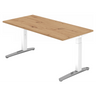 Bureau réglable en hauteur XTRA XB 16 WC avec plateau en chêne noueux et pieds blancs de hjh OFFICE PRO