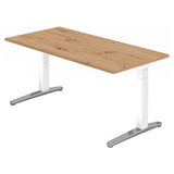Bureau réglable en hauteur XTRA XB 16 WC avec plateau en chêne noueux et pieds blancs de hjh OFFICE PRO