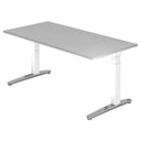 Bureau réglable en hauteur XTRA XB 16 WC avec plateau gris et piètement blanc de hjh OFFICE PRO