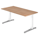 Bureau réglable en hauteur XTRA XB 16 WC aspect noyer avec piètement blanc de hjh OFFICE PRO