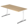 Bureau réglable en hauteur XTRA XB 16 WC avec plateau couleur chêne et piètement blanc de hjh OFFICE PRO
