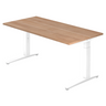 Bureau réglable en hauteur XTRA XB 16 WW avec plateau en noyer et structure blanche de hjh OFFICE PRO