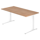 Bureau réglable en hauteur XTRA XB 16 WW avec plateau en noyer et structure blanche de hjh OFFICE PRO