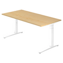 Bureau réglable en hauteur XTRA XB 16 WW avec plateau en bois d'érable et piètement blanc de hjh OFFICE PRO
