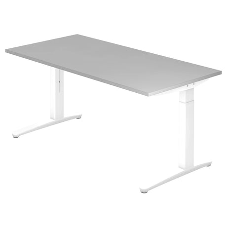 Bureau réglable en hauteur XTRA XB 16 WW avec plateau gris et structure blanche de hjh OFFICE PRO