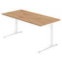 Bureau réglable en hauteur XTRA XB 16 WW en chêne rustique avec piétement blanc de hjh OFFICE PRO