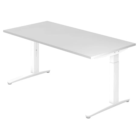Bureau réglable en hauteur XTRA XB 16 WW en blanc avec plateau rectangulaire de hjh OFFICE PRO