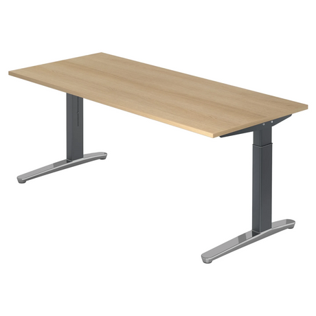 Bureau réglable en hauteur XTRA XB 19 GC effet chêne avec pieds gris de hjh OFFICE PRO
