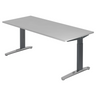 Bureau réglable en hauteur XTRA XB 19 GC en gris avec un grand plateau de hjh OFFICE PRO