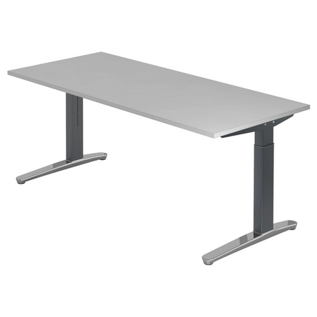 Bureau réglable en hauteur XTRA XB 19 GC en gris avec un grand plateau de hjh OFFICE PRO