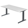 Bureau réglable en hauteur XTRA XB 19 GG avec plateau blanc et cadre gris foncé de hjh OFFICE PRO