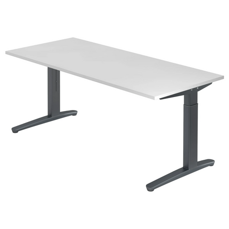 Bureau réglable en hauteur XTRA XB 19 GG avec plateau blanc et cadre gris foncé de hjh OFFICE PRO