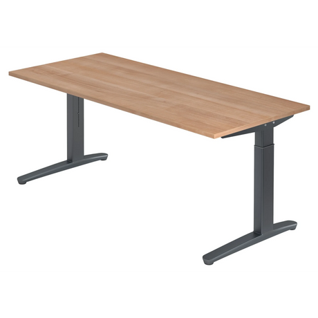 Bureau réglable en hauteur XTRA XB 19 GG aspect noyer avec piètement gris foncé de hjh OFFICE PRO