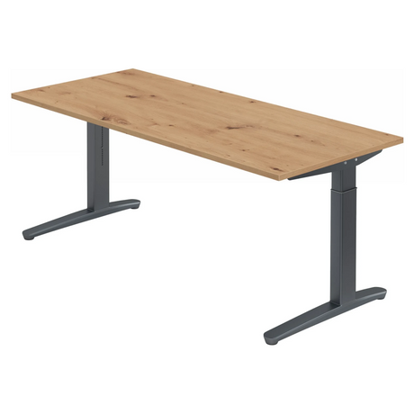 Bureau réglable en hauteur XTRA XB 19 GG en chêne rustique avec piètement gris foncé de hjh OFFICE PRO