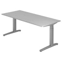 Bureau réglable en hauteur XTRA XB 19 SS en gris avec un grand plateau de travail rectangulaire de hjh OFFICE PRO