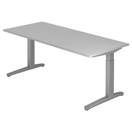Bureau réglable en hauteur XTRA XB 19 SS en gris avec un grand plateau de travail rectangulaire de hjh OFFICE PRO