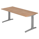 Bureau réglable en hauteur XTRA XB 19 SS aspect noyer avec pieds en T gris de hjh OFFICE PRO