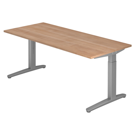 Bureau réglable en hauteur XTRA XB 19 SS aspect noyer avec pieds en T gris de hjh OFFICE PRO