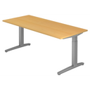 Bureau réglable en hauteur XTRA XB 19 SS aspect hêtre avec pieds en T gris de hjh OFFICE PRO