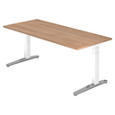 Bureau réglable en hauteur XTRA XB 19 WC avec plateau en noyer et pieds blancs de hjh OFFICE PRO