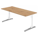 Bureau réglable en hauteur XTRA XB 19 WC en chêne noueux avec piètement blanc de hjh OFFICE PRO
