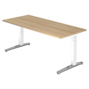 Bureau réglable en hauteur XTRA XB 19 WC aspect chêne avec pieds blancs de hjh OFFICE PRO