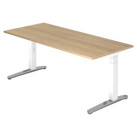 Bureau réglable en hauteur XTRA XB 19 WC aspect chêne avec pieds blancs de hjh OFFICE PRO