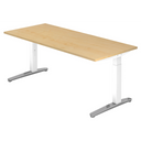 Bureau réglable en hauteur XTRA XB 19 WC effet érable avec pieds blancs de hjh OFFICE PRO